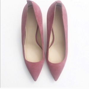 Beautiful rose-colored suede Everlane heels.